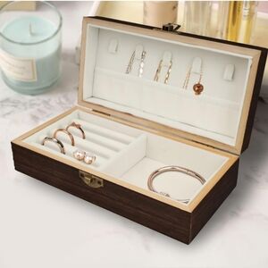 Elegant Wooden Jewelry Box with Cream Interior